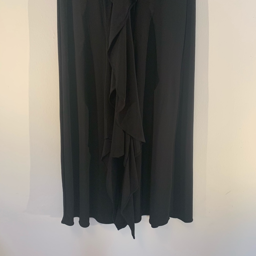 Taylor Black Ruched Ruffle V-Neck Flyaway Dress - Picture 7 of 8